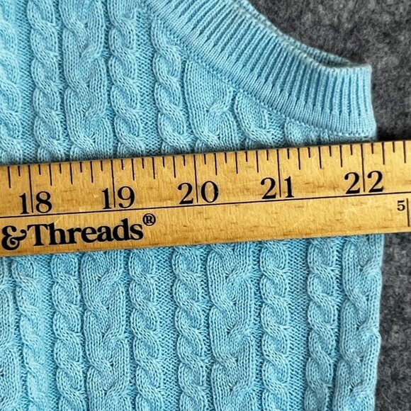 Southern Pines Mens L Light Blue Cable Knit Golf Preppy Sweater Vest 100% Cotton - Picture 8 of 9